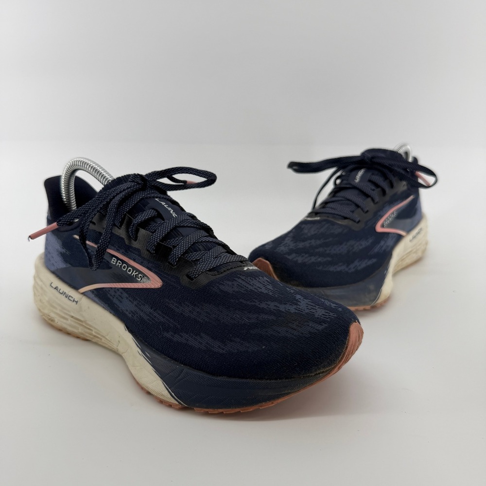 Brooks Launch 9 Running Shoes Womens 8 Navy Blue Pink Athletic Training Gym